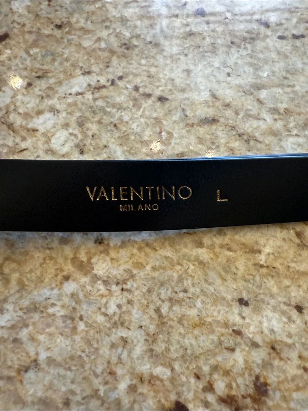 MARIO VALENTINO THIN Textured Gold Circle Buckle WITH A V LOGO BELT SIZE LARGE